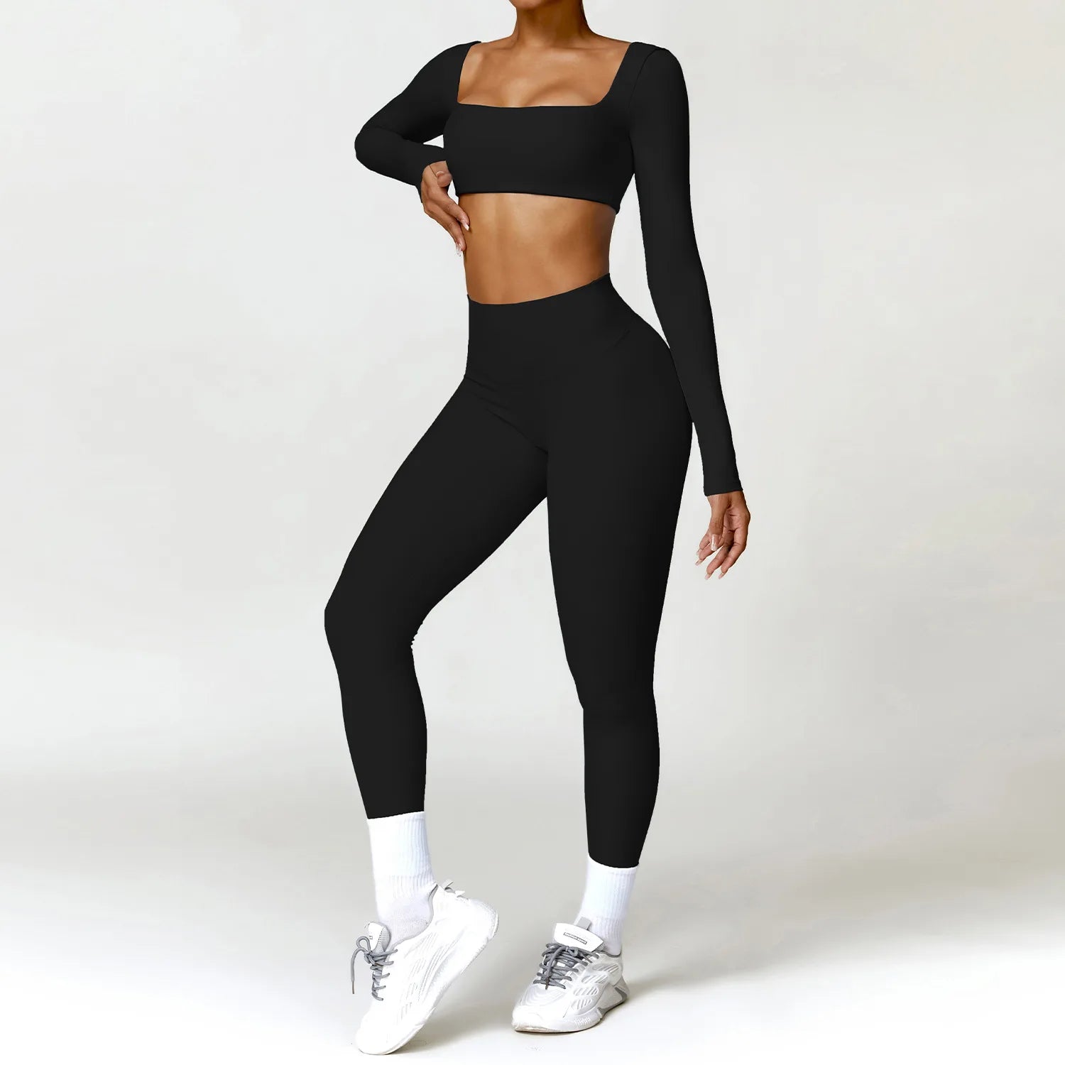 2-Piece Quick-Dry Workout Set Black