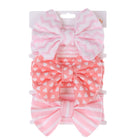 Adorable Girls Bow Headbands | 3-Pack Pink Stripes Love Hearts