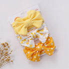 Adorable Girls Bow Headbands | 3-Pack Yellow Polka Dot Floral Plain