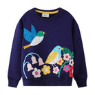 Animal Appliqué Girls Jumper Navy Birds