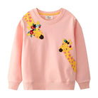 Animal Appliqué Girls Jumper Pink Giraffe