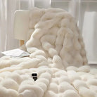 Beige Plush Imitation Rabbit Fur Throw Blanket