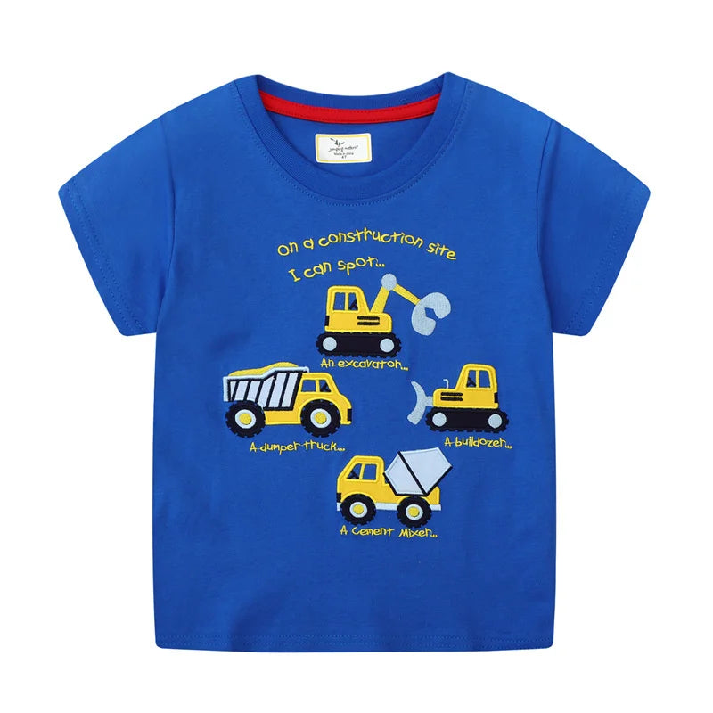 Blue Construction Truck Print Boys T-Shirt