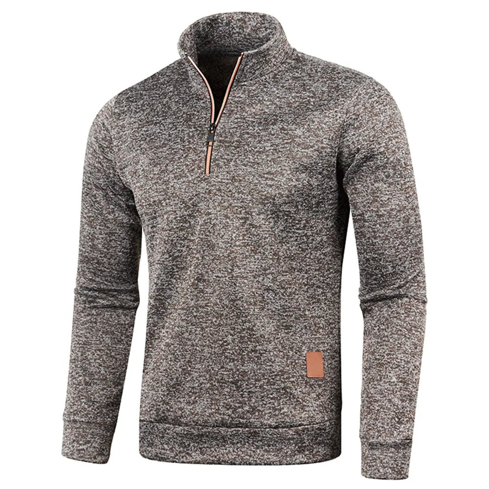 Casual Semi-Zip Men's Jumper Brown