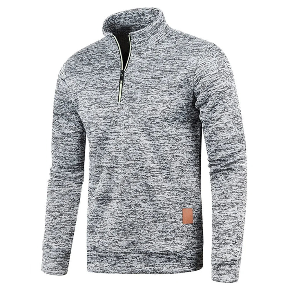 Casual Semi-Zip Men's Jumper Light Grey