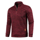 Casual Semi-Zip Men's Jumper Wine Red