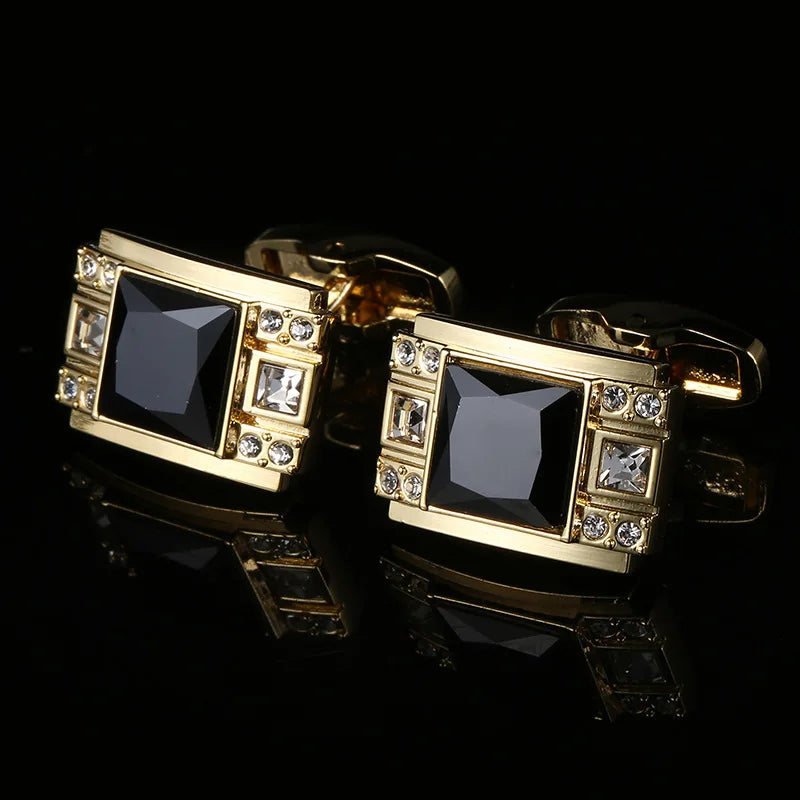 Classic French-Style Men's Cufflinks Black Gold