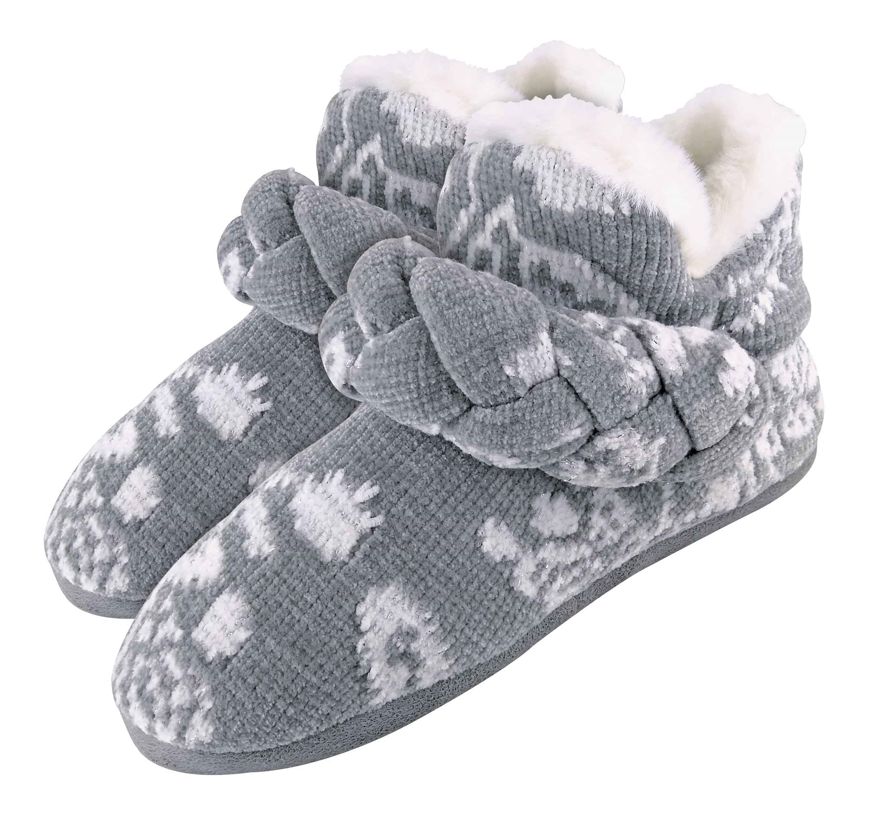 Dunlop Knitted Slipper Boots Grey