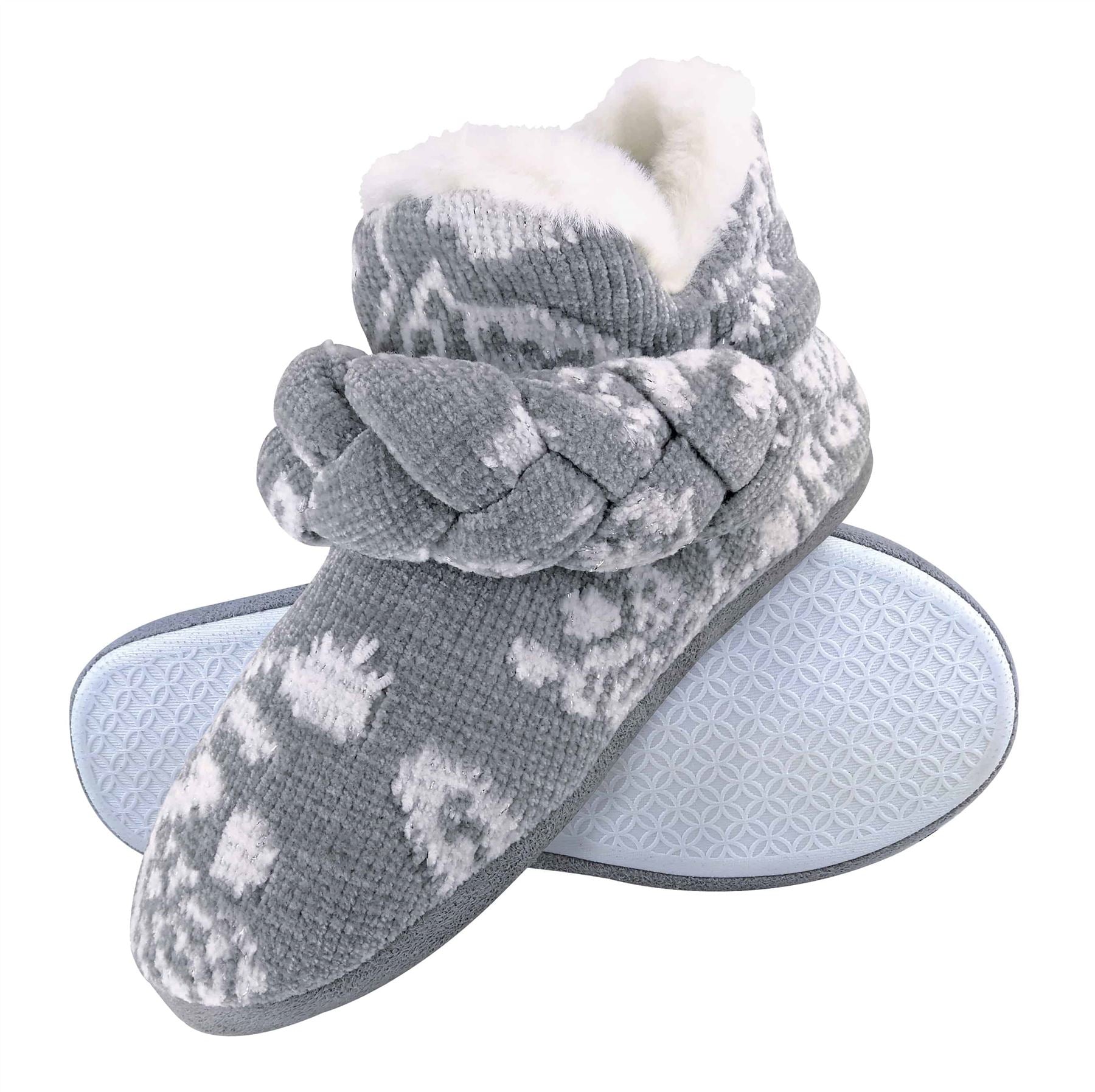 Dunlop Knitted Slipper Boots Grey