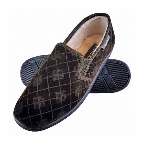 Dunlop Memory Foam Moccasin Slippers Brown