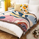 Exotic Boho Throw Blanket Abstract Floral