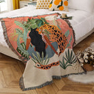 Exotic Boho Throw Blanket Lady & Leopard