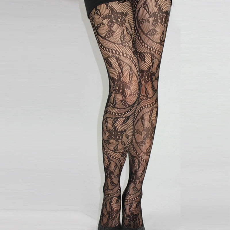 Floral Lace Fishnet Stockings