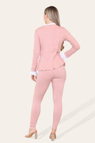 Frill-Neck Peplum Loungewear Set Pink