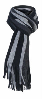 Giovanni Cassini Striped Winter Scarf Black Grey