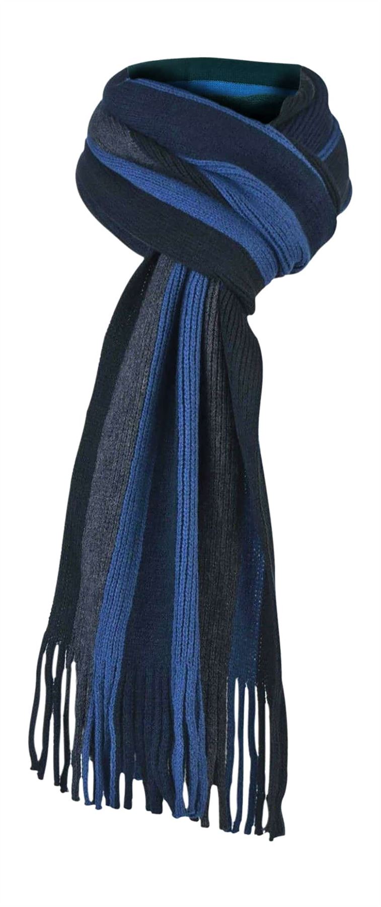 Giovanni Cassini Striped Winter Scarf Blue