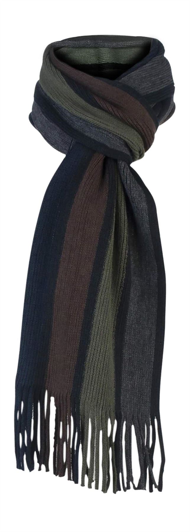 Giovanni Cassini Striped Winter Scarf Brown Green