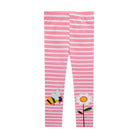 Girls' Embroidered Stripe Leggings Pink 2