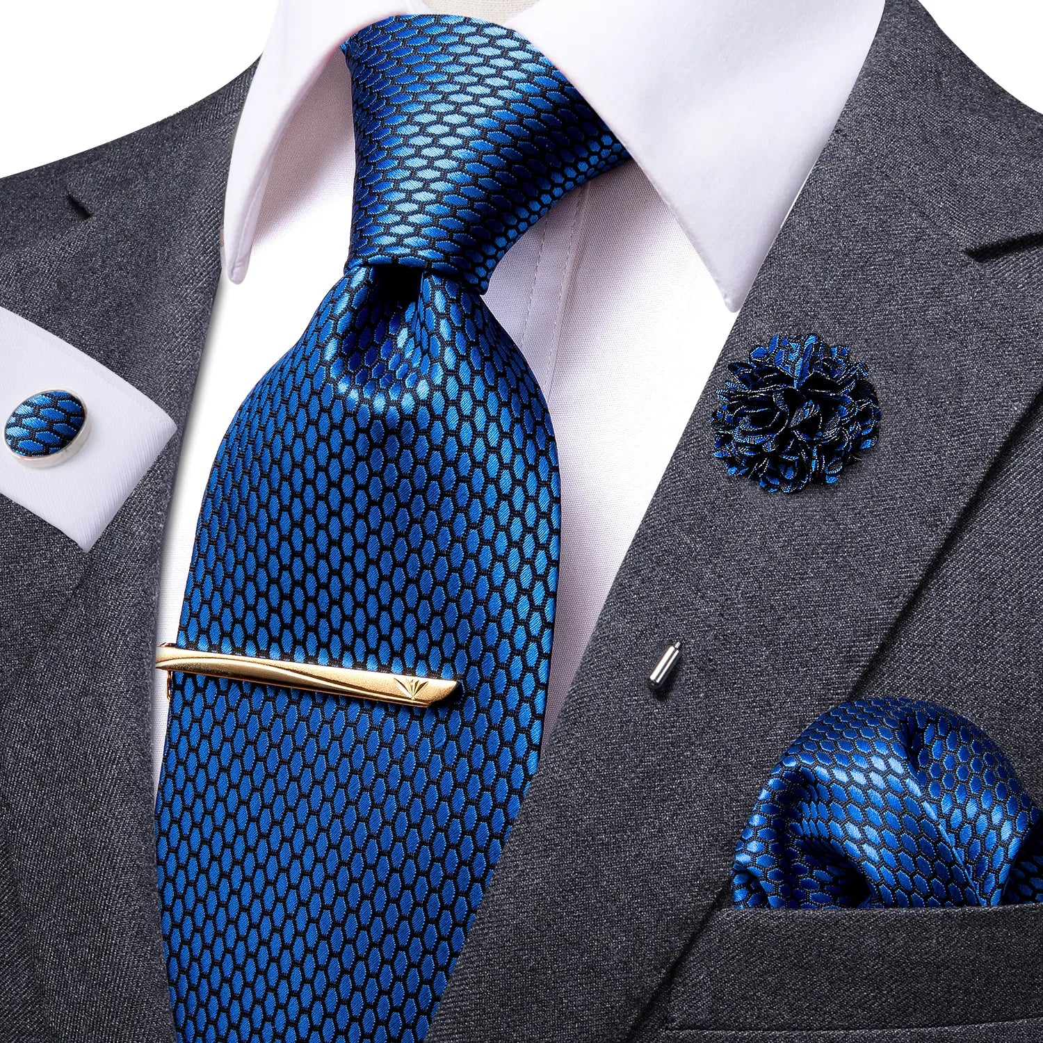 Paisley Silk Men's Tie Set in Blue