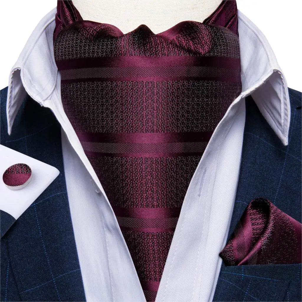 Men's Silk Cravat Set with Cufflinks and Pocket Square