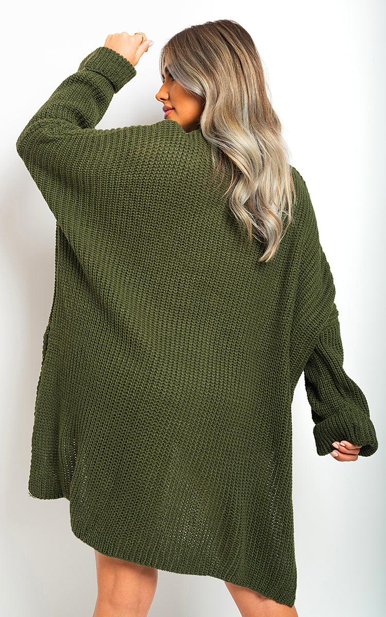 High Neck Knit Ladies Jumper Green