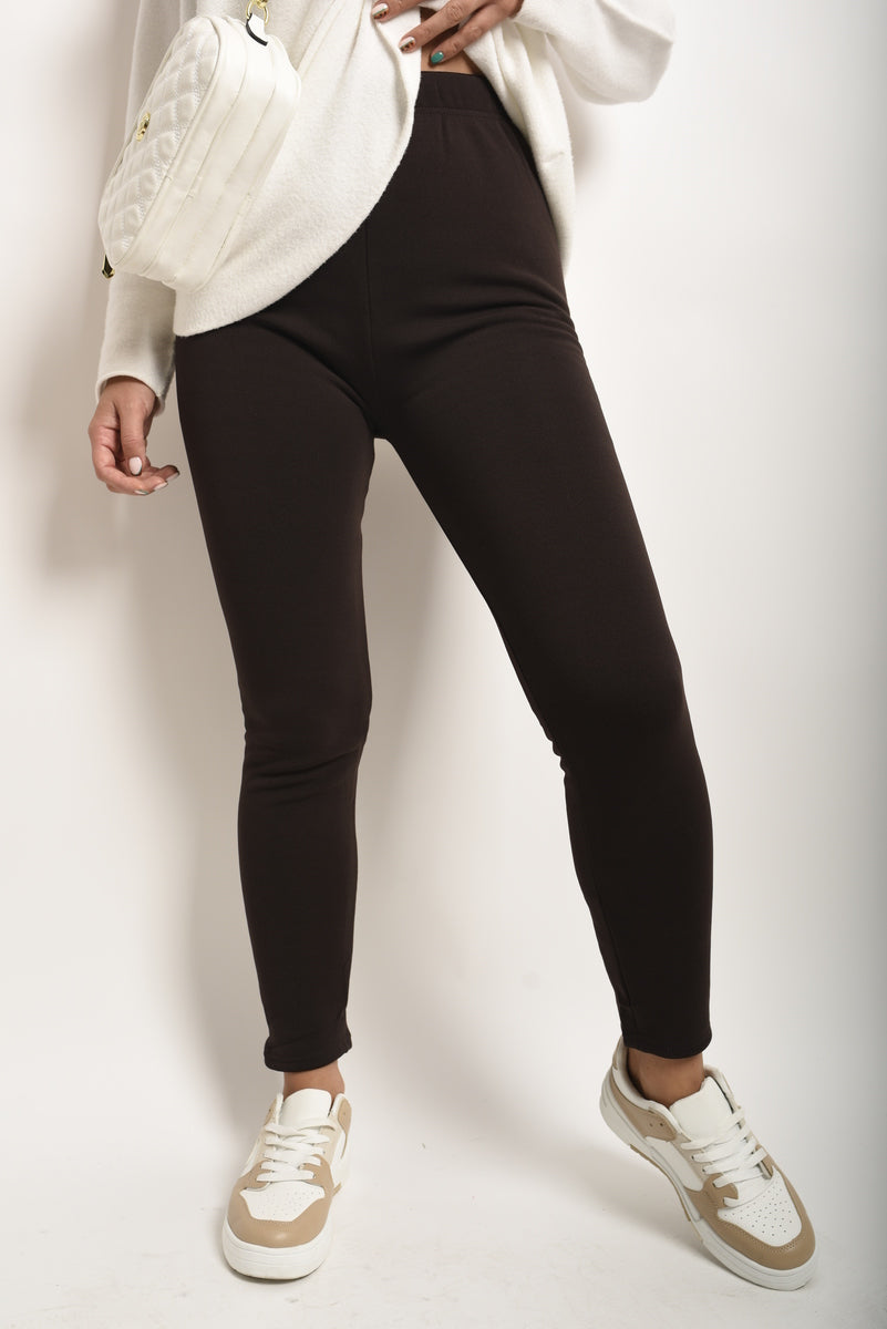 High Waisted Stretch Leggings Brown