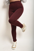 High Waisted Stretch Leggings Wine