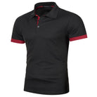 Lightweight Breathable Polo Shirt Black Red