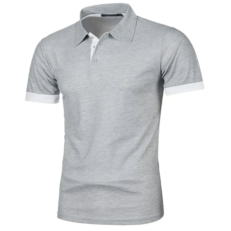 Lightweight Breathable Polo Shirt Grey White