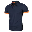 Lightweight Breathable Polo Shirt Navy Orange