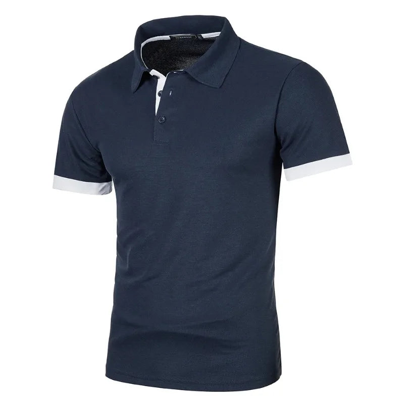 Lightweight Breathable Polo Shirt Navy White