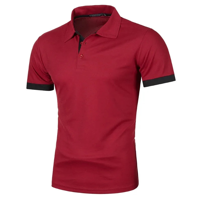 Lightweight Breathable Polo Shirt Red Black