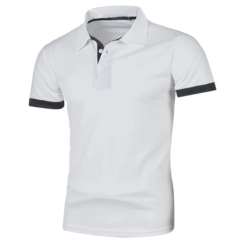 Lightweight Breathable Polo Shirt White Black