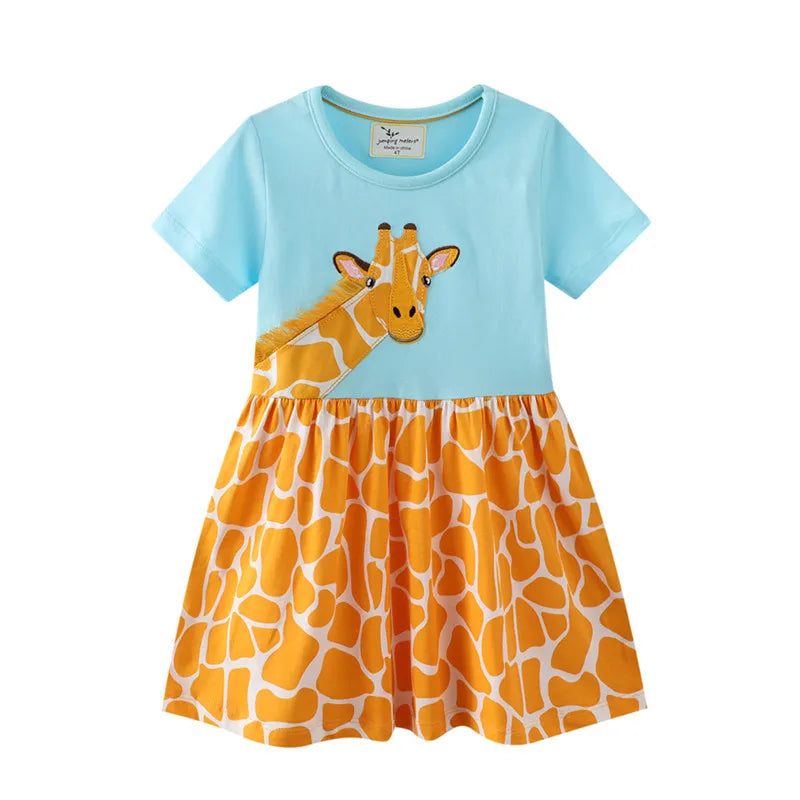 Little Girls Giraffe Appliqué Dress