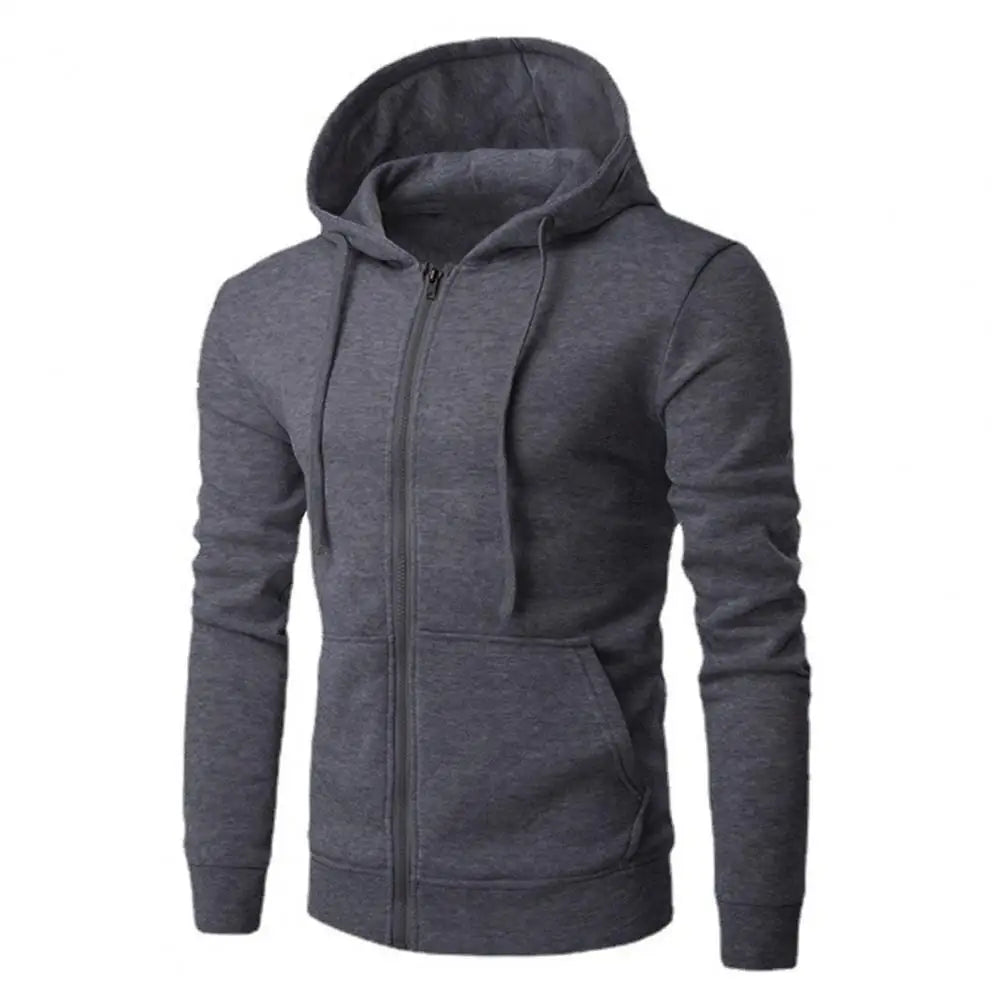 Men's Casual Zip Hoodie Dark Grey