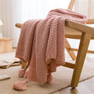 Nordic Cozy Knit Throw Blanket in Pink