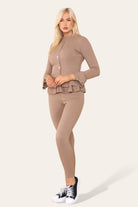 Peplum Frill Loungewear Set Mocha