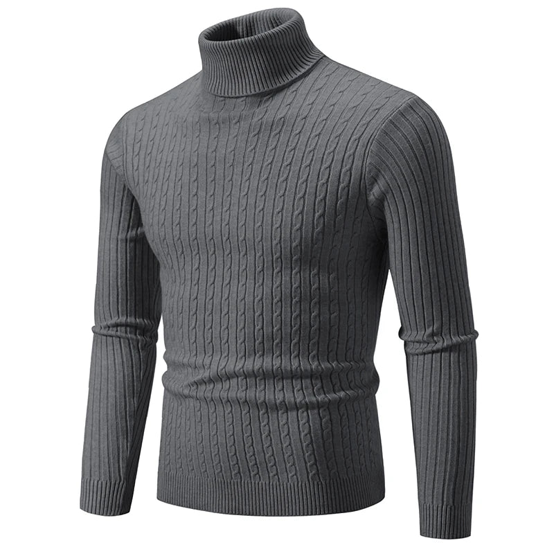 Polo Neck Men's Jumper Dark Grey