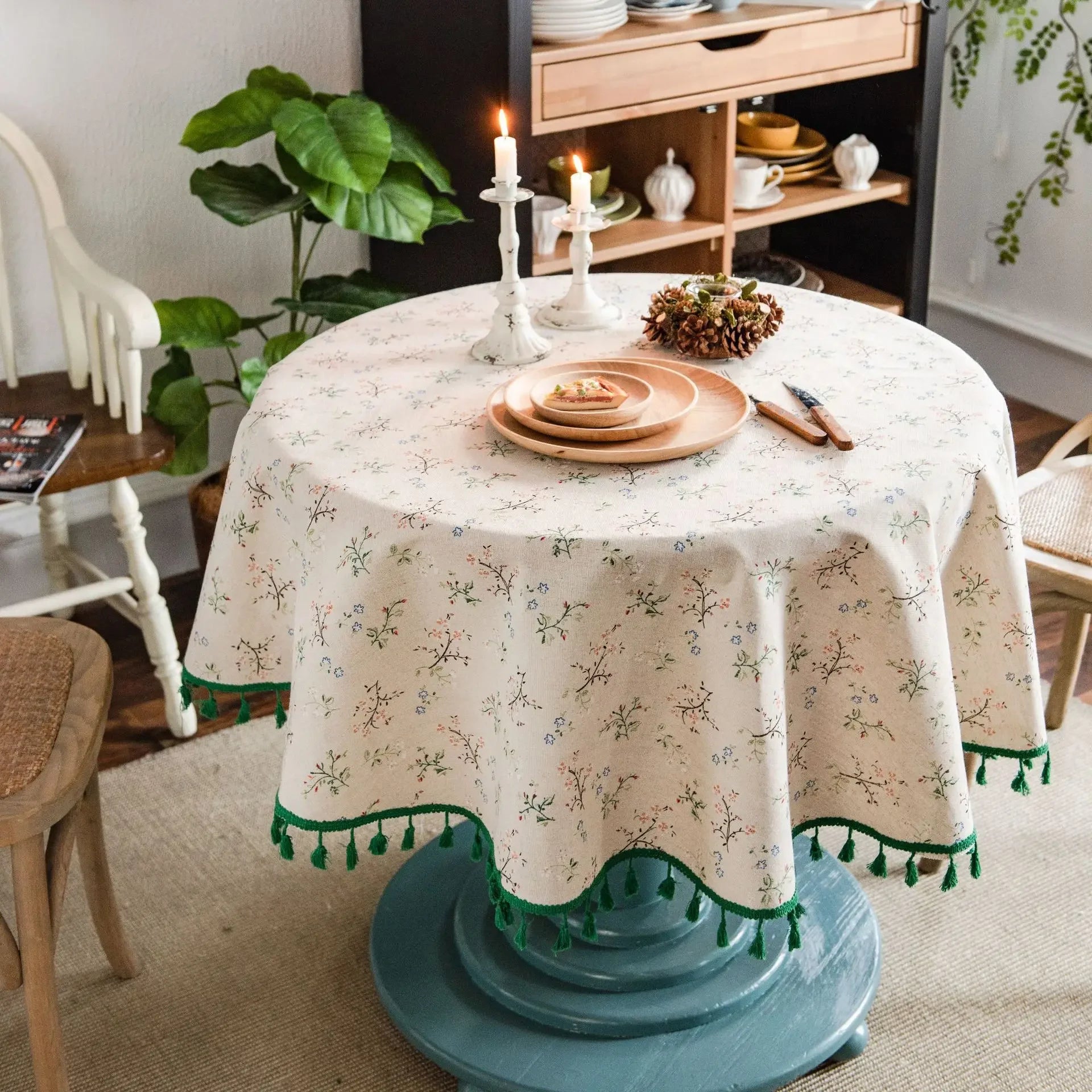 Round Floral Tablecloth