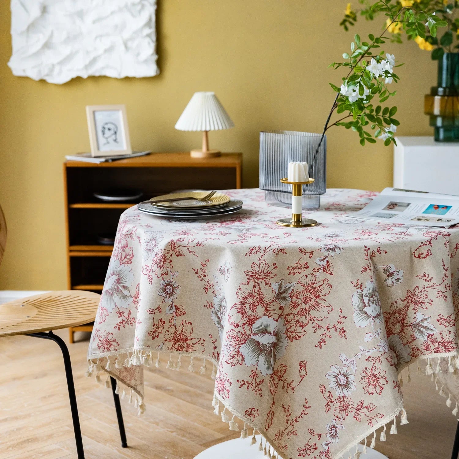 Round Floral Tablecloth