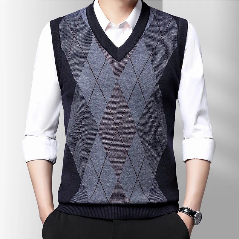 Smart Diamond Sleeveless Men's Jumper in navy.