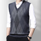 Smart Diamond Sleeveless Men's Jumper in light grey with a slight angle profile.