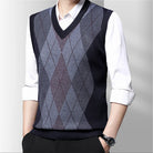 Smart Diamond Sleeveless Men's Jumper in navy with a slight angle profile.