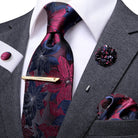 Paisley Silk Men's Tie Set in Burgundy