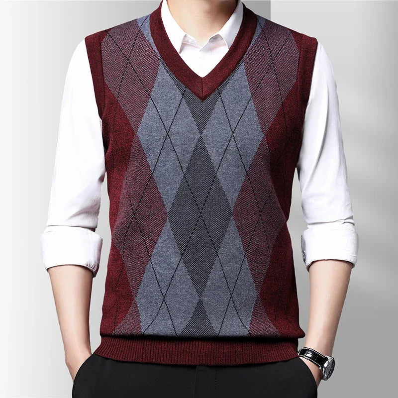 Smart Diamond Sleeveless Men's Jumper in Red