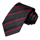 Men's Striped Silk Tie Set Black Red