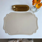 Scalloped Frame Table Placemat Beige