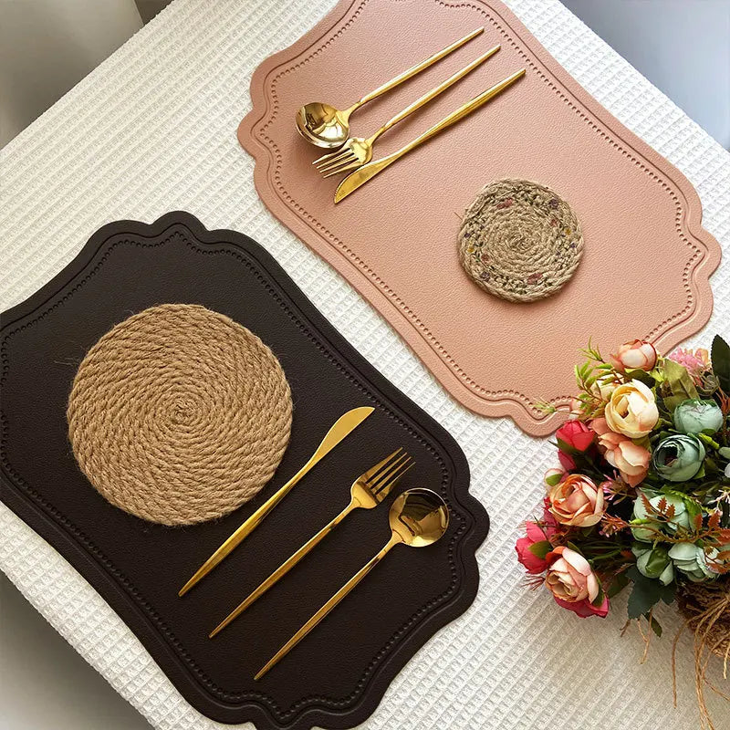 Scalloped Frame Table Placemat Brown