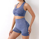 Seamless High-Waist Shorts Set Blue