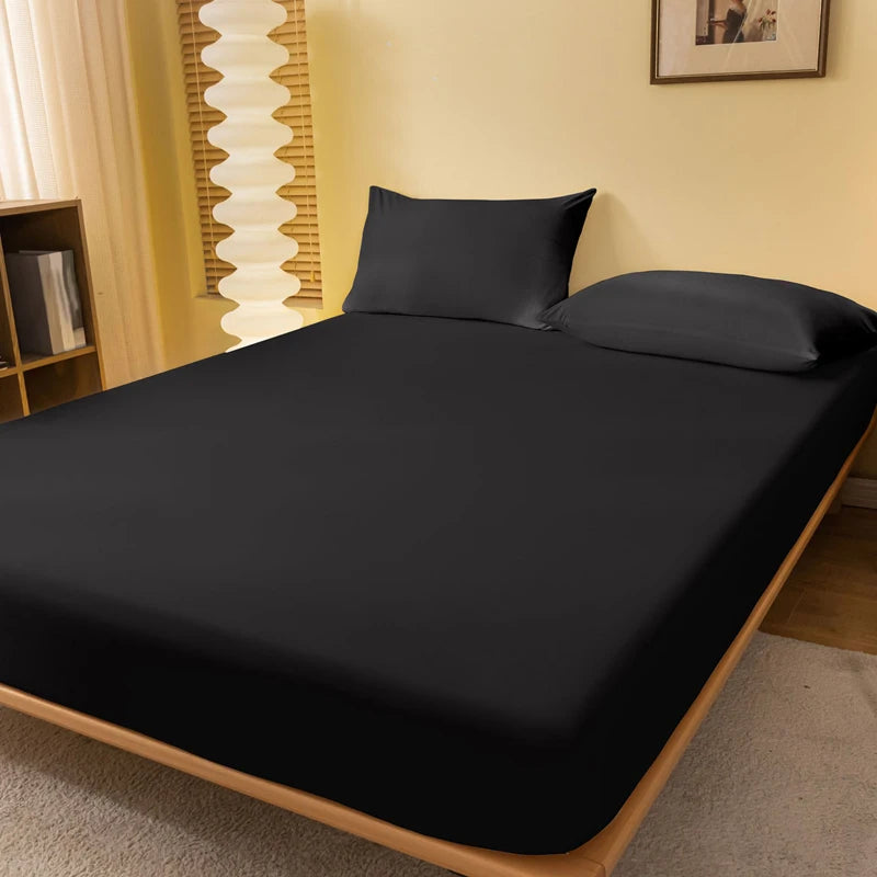 Smooth Matte Fitted Bed Sheet Black